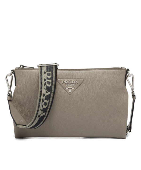 Prada Leather Shoulder Bag 1BH050 Gray