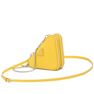 Prada Saffiano Leather Mini Pouch 1NR015 Yellow