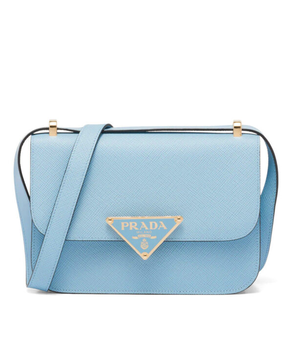 Prada Saffiano Leather Shoulder Bag Blue