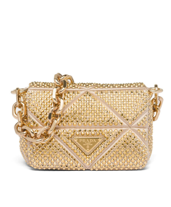 Prada Satin Mini-bag With Crystals 1BD329 Golden