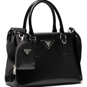 Prada Galleria Brushed Leather Small Bag 1BA896 Black