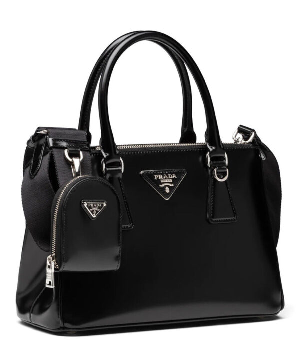 Prada Galleria Brushed Leather Small Bag 1BA896 Black