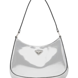 Prada Cleo Brushed Leather Shoulder Bag 1BC499 Silver