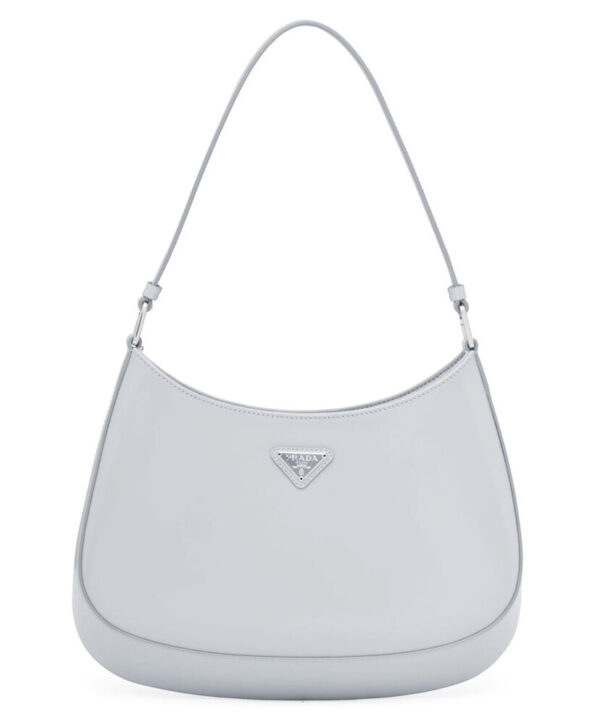 Prada Cleo Brushed Leather Shoulder Bag 1BC499 Gray