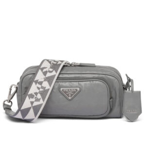 Prada Nappa Antique Leather Multi-pocket Shoulder Bag 1BH198 Gray