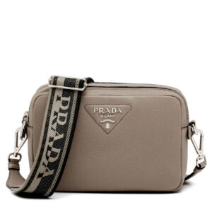 Prada Leather Bag With Shoulder Strap Cream Gray