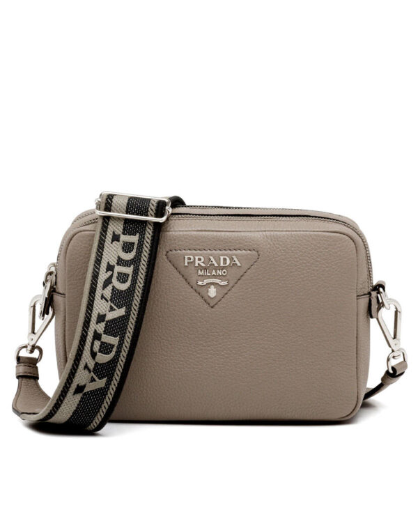 Prada Leather Bag With Shoulder Strap Cream Gray