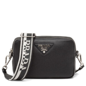 Prada Leather Bag With Shoulder Strap Cream Black