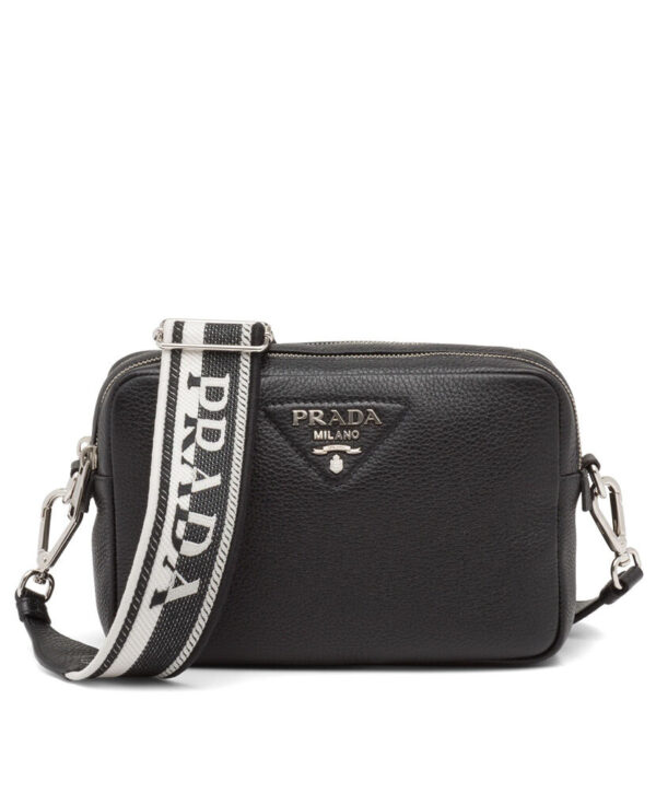 Prada Leather Bag With Shoulder Strap Cream Black