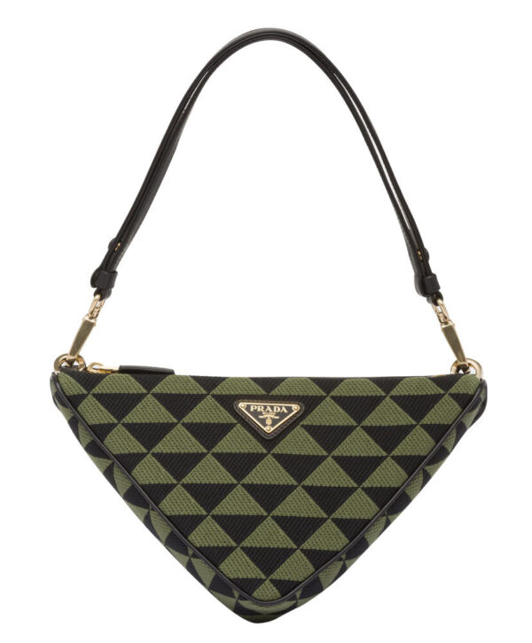 Prada Symbole Leather And Fabric Mini Bag 1BC176 Green