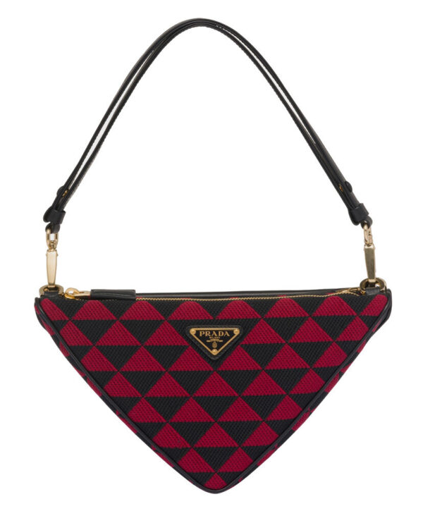 Prada Symbole Leather And Fabric Mini Bag 1BC176 Red