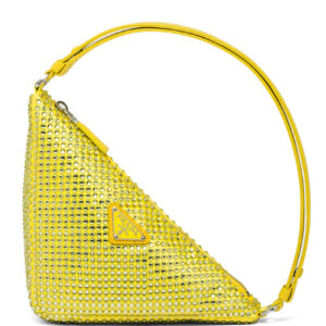 Prada Crystal-studded Satin Pouch 1NQ044 Yellow