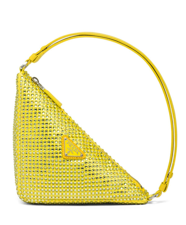 Prada Crystal-studded Satin Pouch 1NQ044 Yellow