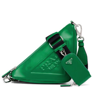 Prada Leather Triangle shoulder bag 1BH190 Green