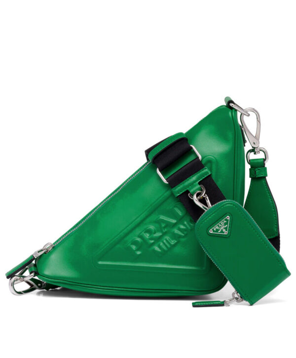 Prada Leather Triangle shoulder bag 1BH190 Green