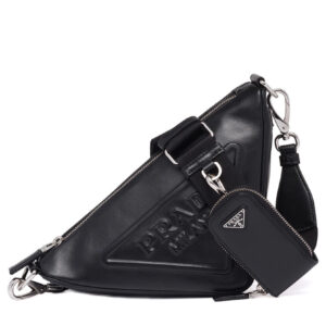 Prada Leather Triangle shoulder bag 1BH190 Black