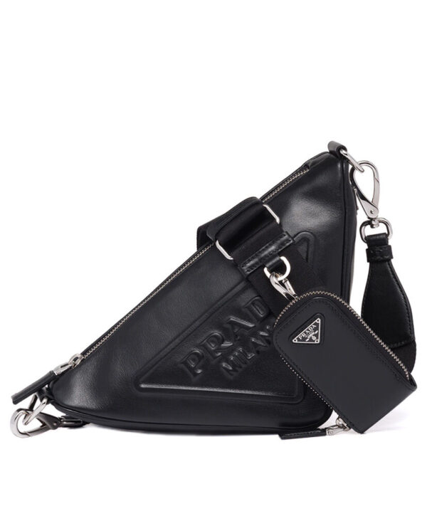 Prada Leather Triangle shoulder bag 1BH190 Black