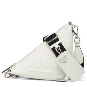 Prada Leather Triangle shoulder bag 1BH190 Cream