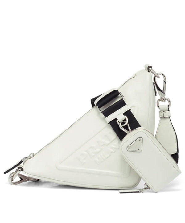 Prada Leather Triangle shoulder bag 1BH190 Cream