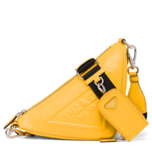 Prada Leather Triangle shoulder bag 1BH190 Yellow