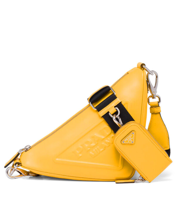 Prada Leather Triangle shoulder bag 1BH190 Yellow