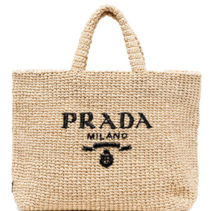 Prada Raffia Tote Bag Apricot