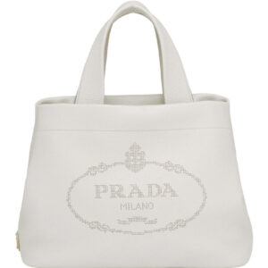 Prada Medium Leather Tote 1BG384 Cream