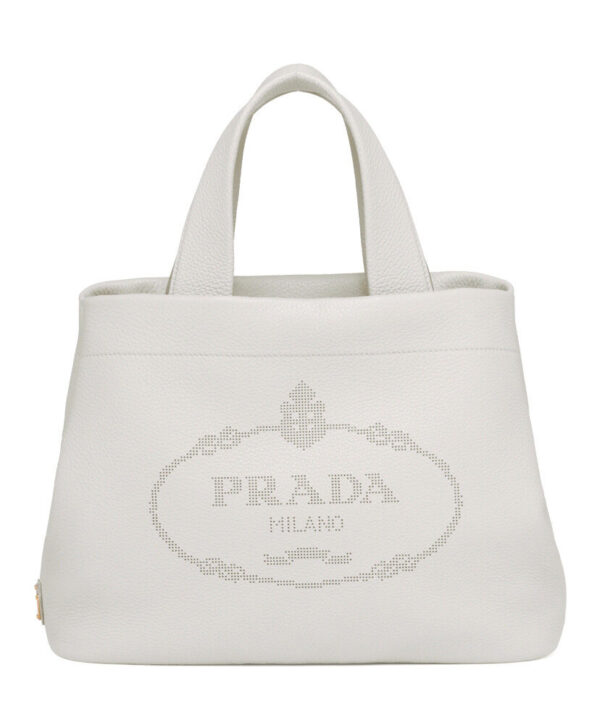 Prada Medium Leather Tote 1BG384 Cream