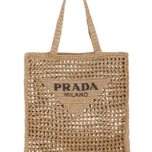 Prada Raffia Tote Bag 1BG393 Apricot