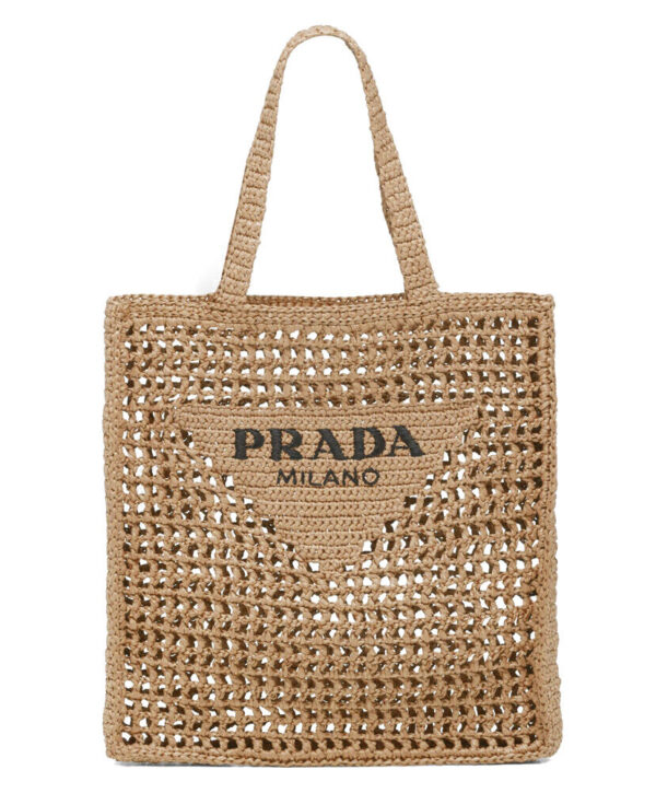 Prada Raffia Tote Bag 1BG393 Apricot