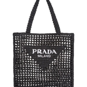 Prada Raffia Tote Bag 1BG393 Black