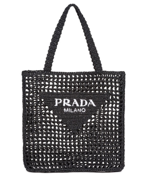 Prada Raffia Tote Bag 1BG393 Black