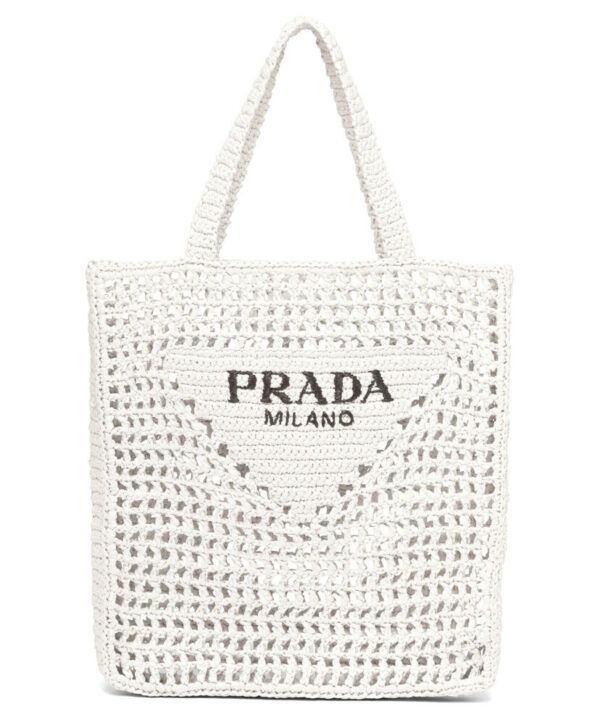 Prada Raffia Tote Bag 1BG393 Cream