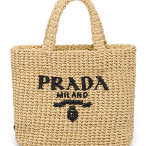 Prada Small Raffia Tote Bag Apricot