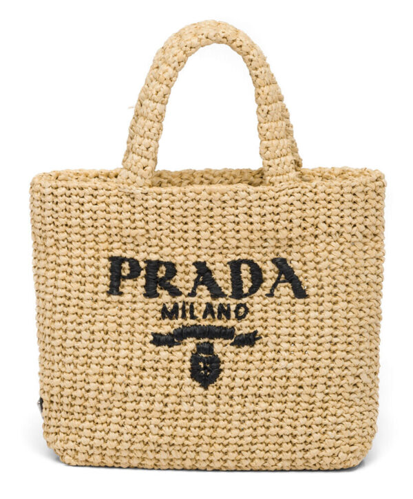 Prada Small Raffia Tote Bag Apricot