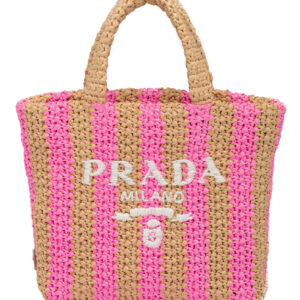 Prada Small Raffia Tote Bag Peachblow