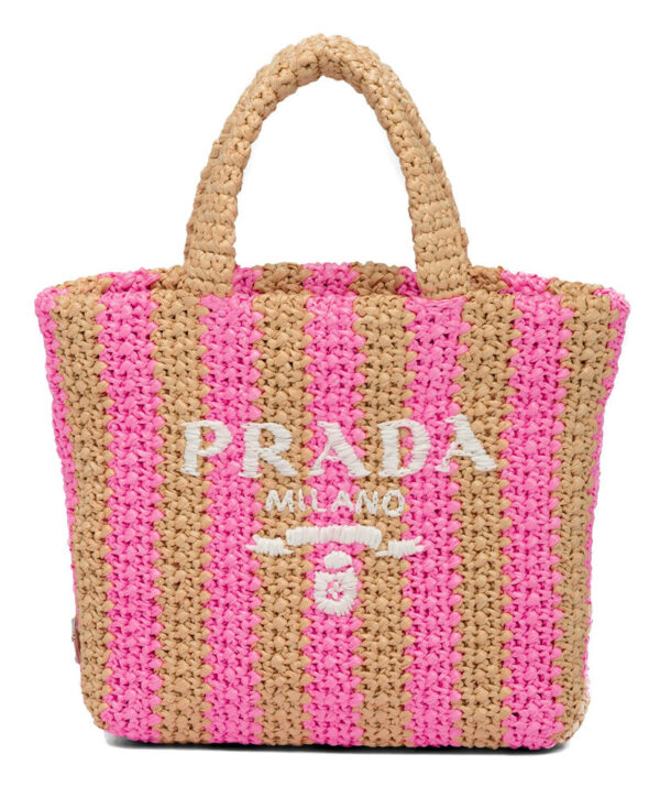 Prada Small Raffia Tote Bag Peachblow