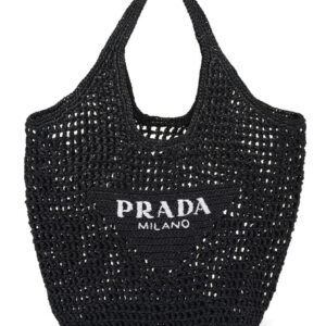 Prada Raffia Tote Bag Black