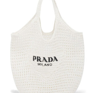 Prada Raffia Tote Bag Cream