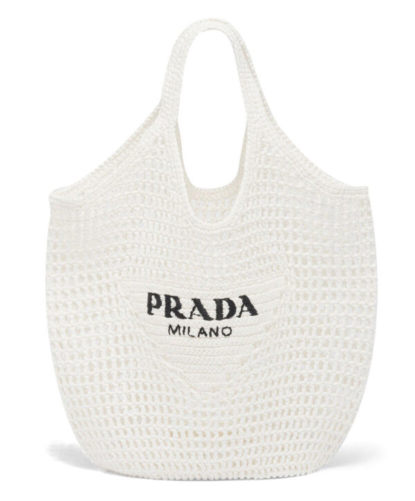 Prada Raffia Tote Bag Cream