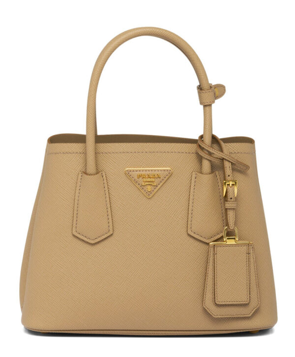 Prada Double Saffiano Leather Mini Bag Apricot