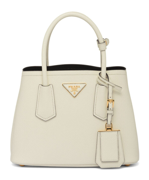 Prada Double Saffiano Leather Mini Bag Cream