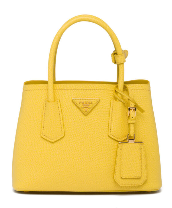 Prada Double Saffiano Leather Mini Bag Yellow