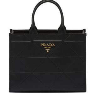 Prada Medium Leather Prada Symbole Bag With Topstitching 1BA378 Black