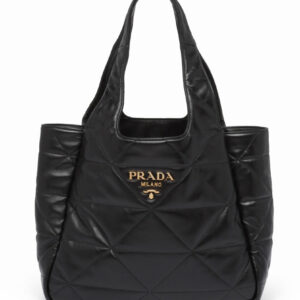 Prada Medium Nappa-leather Tote Bag With Topstitching 1BG450 Black