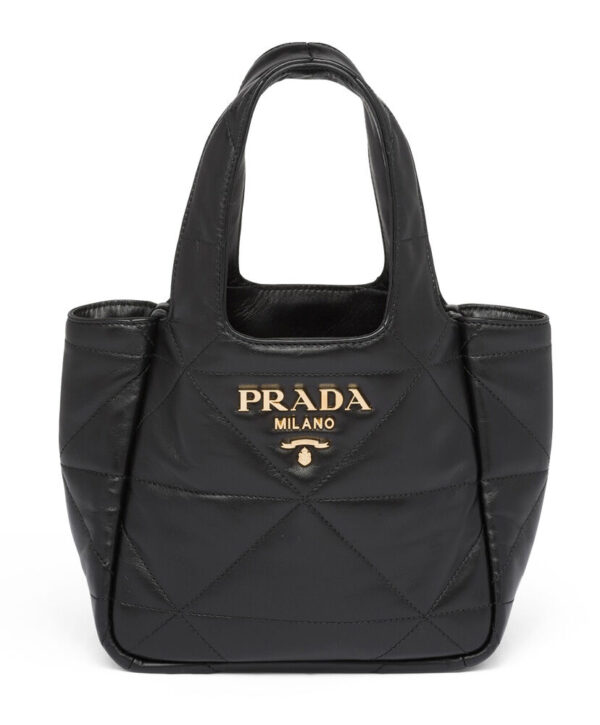 Prada Small Nappa-leather Tote Bag With Topstitching 1BG451 Black