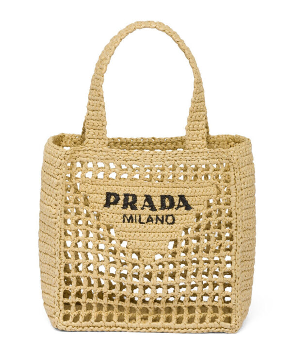 Prada Small Raffia Tote 1BG444 Apricot