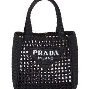 Prada Small Raffia Tote 1BG444 Black