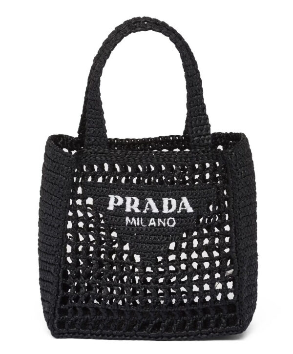 Prada Small Raffia Tote 1BG444 Black