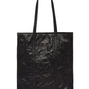 Prada Medium Antiqued Nappa Leather Tote Bag 1BG587 Black